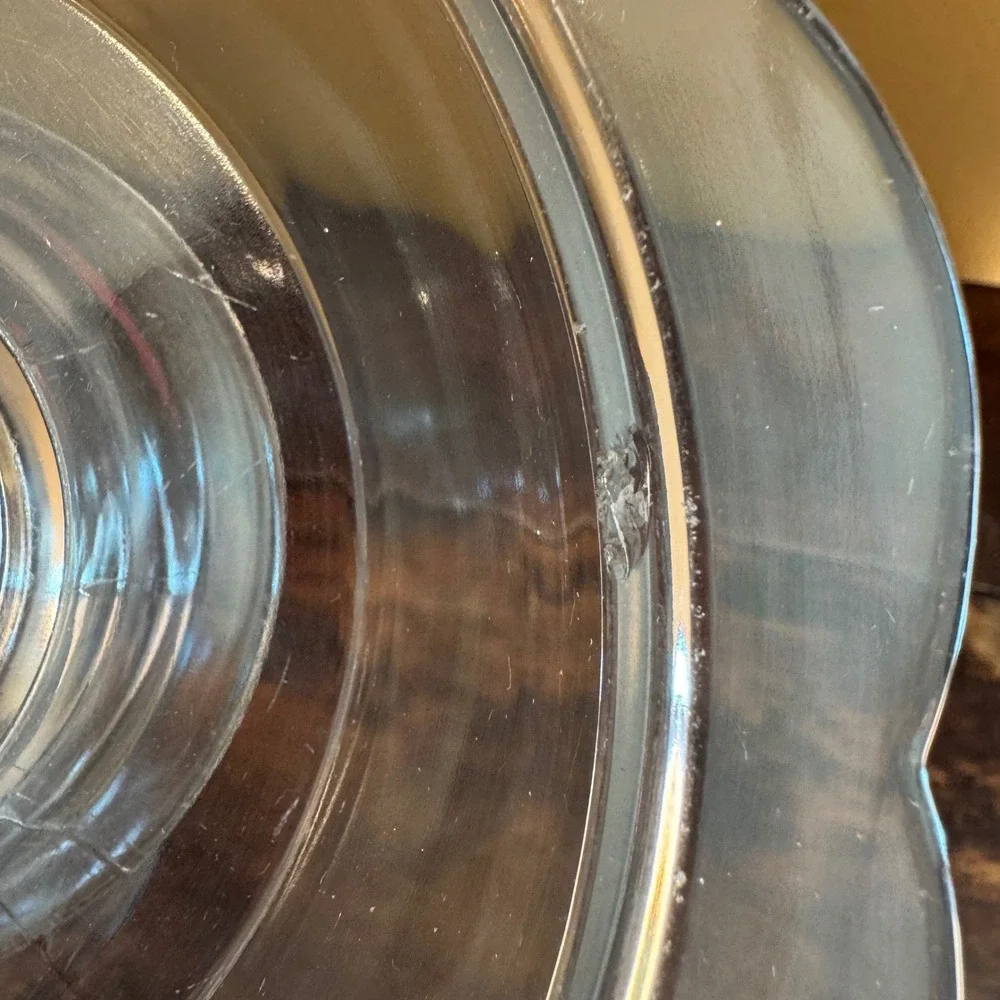 Vintage Clear Glass Dessert Butter Dish Cover with Scalloped‎ Edge and Lid